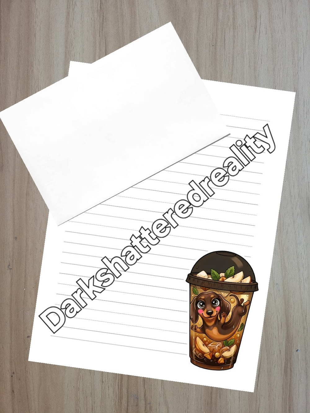 🖤NEW🖤 Dachshund  Bubble Tea Pet-Themed Stationery With Envelopes